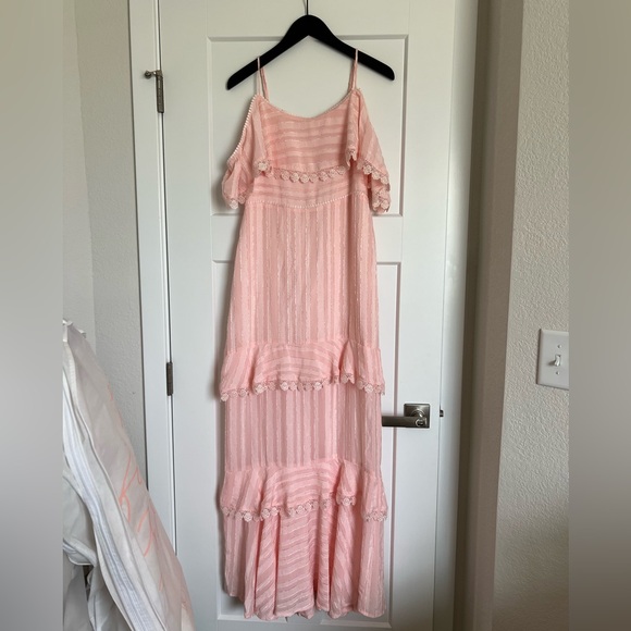 ✨ NWOT ✨ Dark Pink Tiered Maxi Magda Dress | Size 10 - Picture 1 of 7
